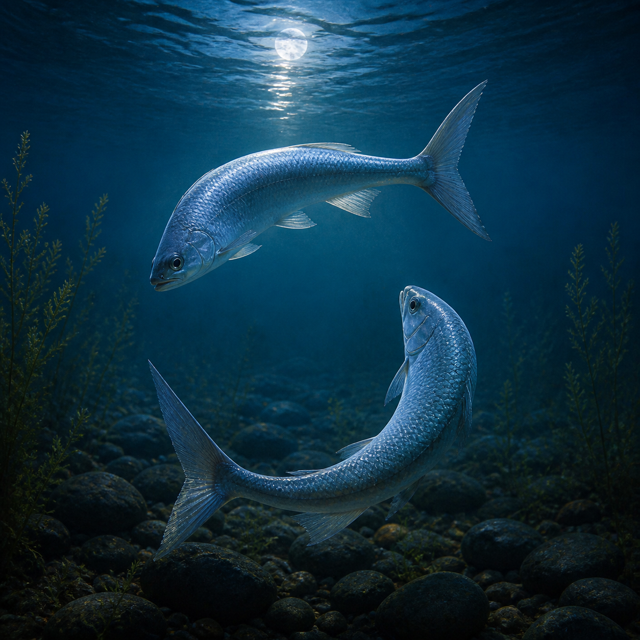 Pisces zodiac constellation and paired fish symbolism