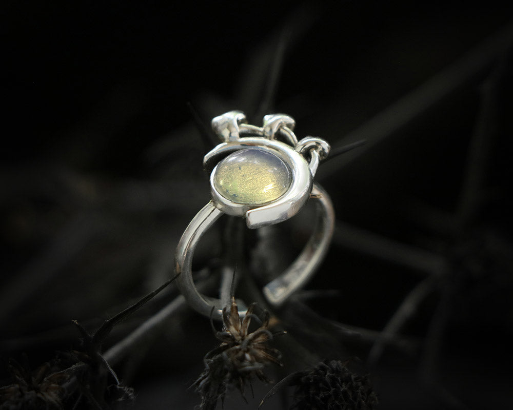 Mushroom Ring Sterling Silver with moonstone