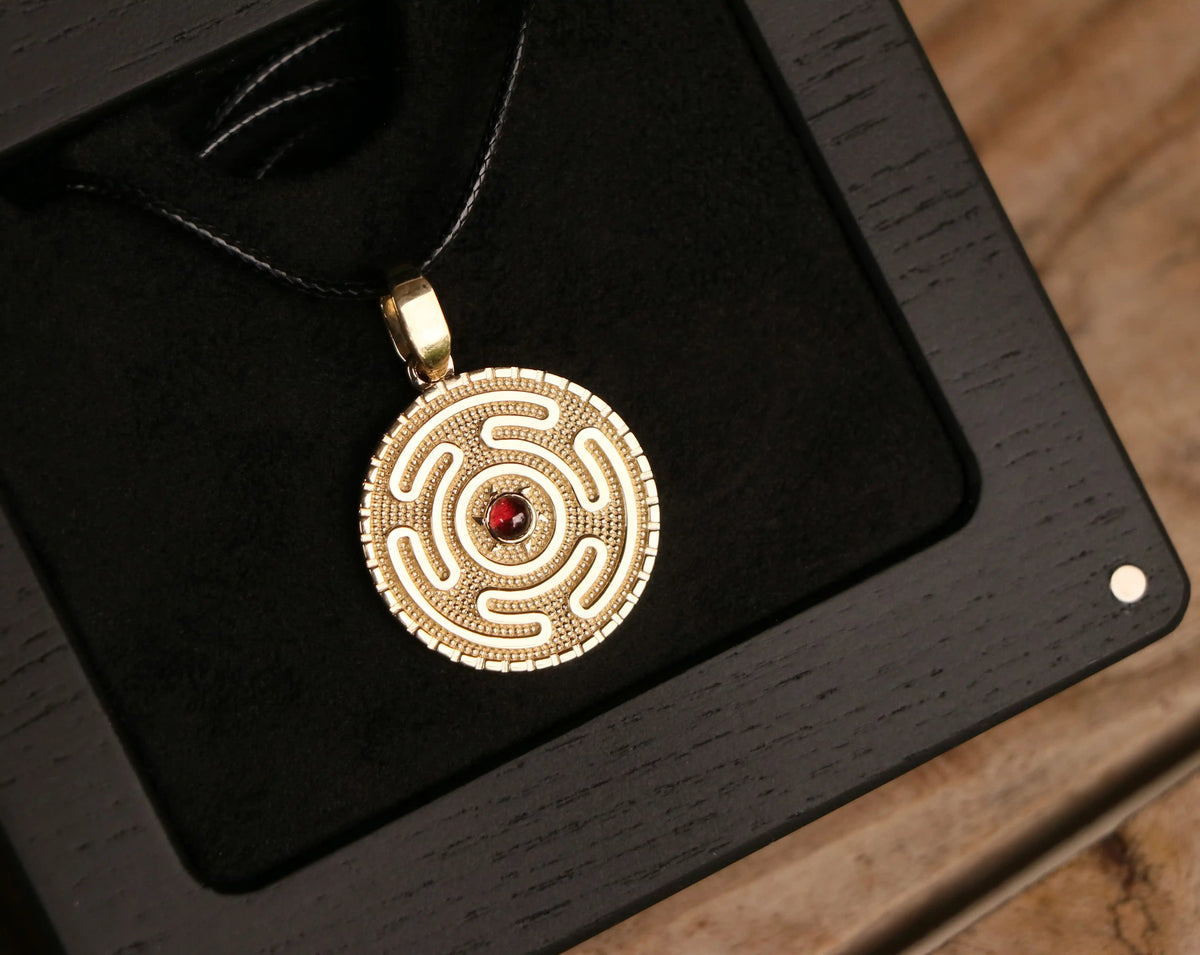 Handmade Custom Gold Wheel of Hecate Necklace by Pagan Workshop