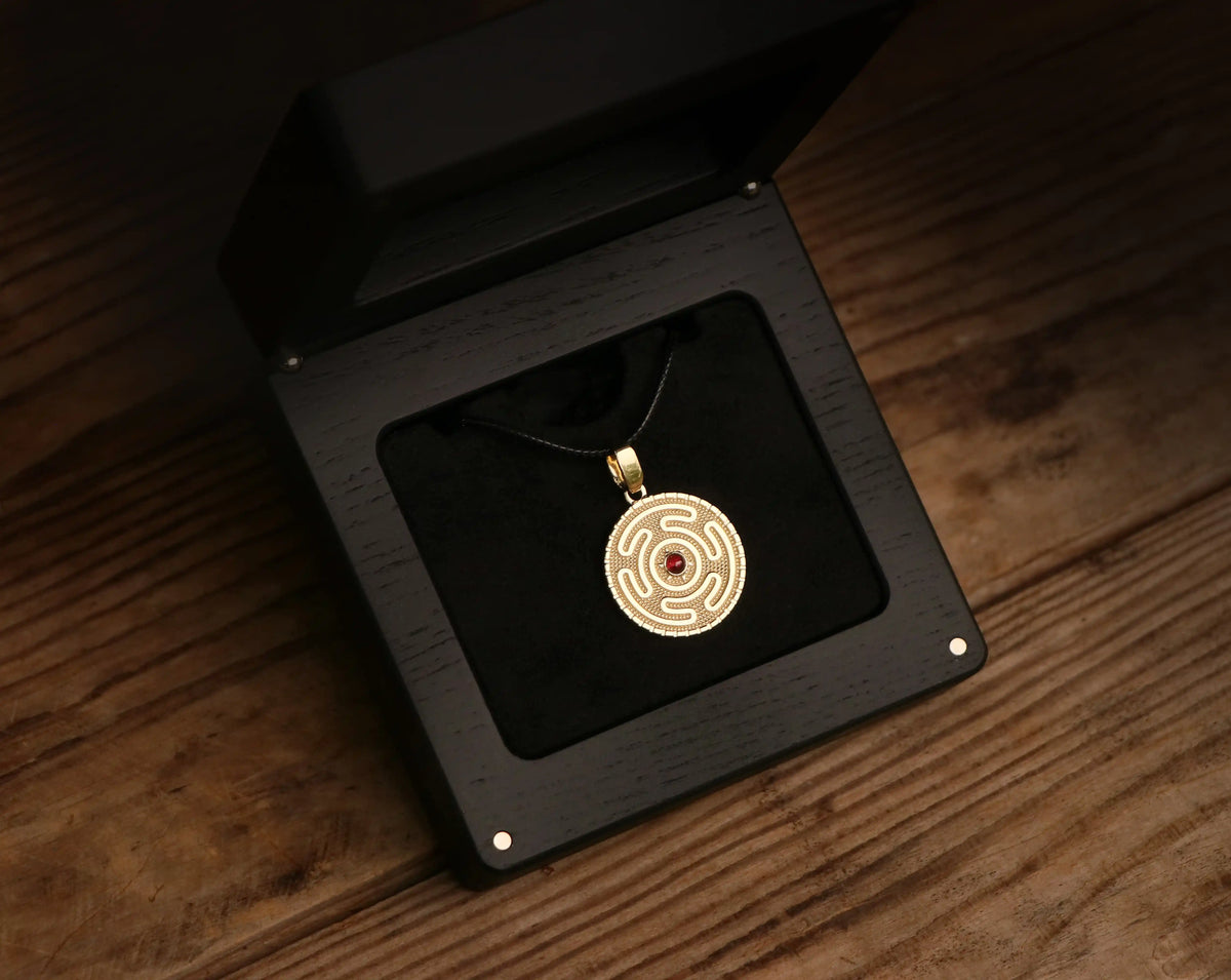 Custom Gold Wheel of Hecate Necklace – alternate product view 2