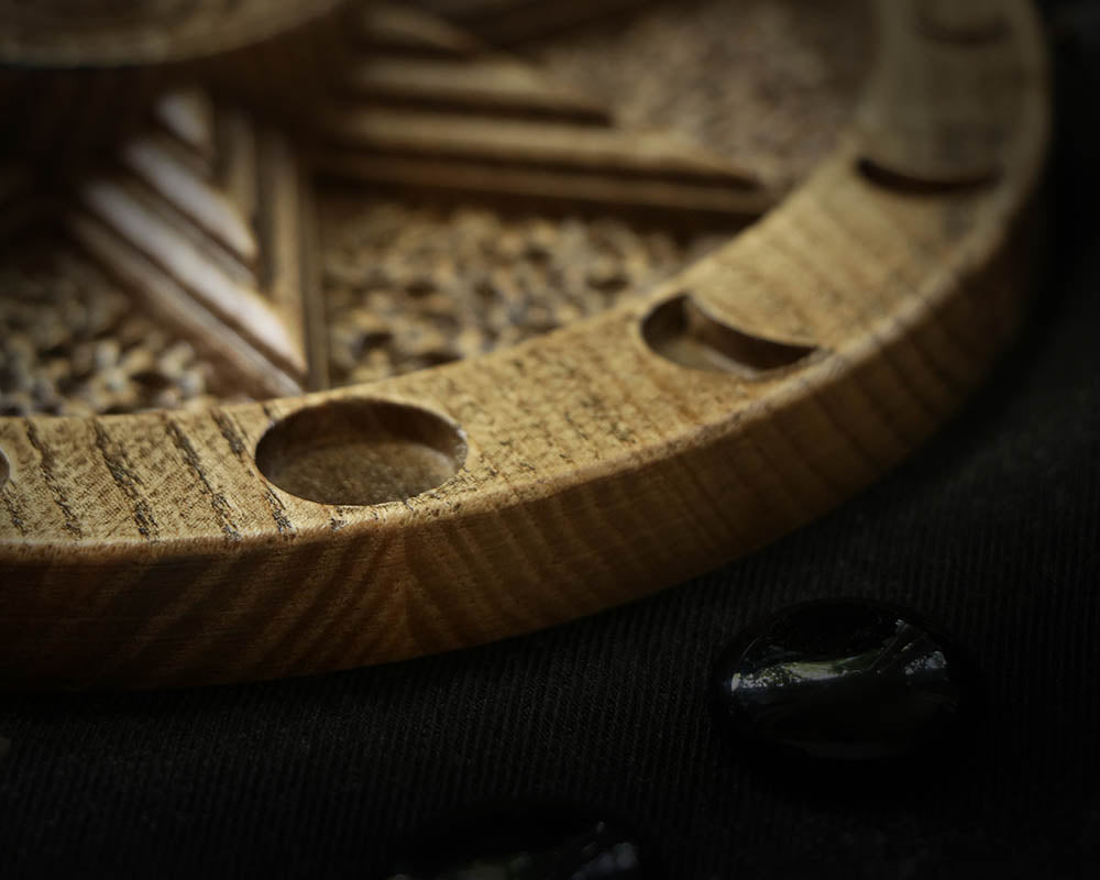 Wood carved Ishtar candle holder