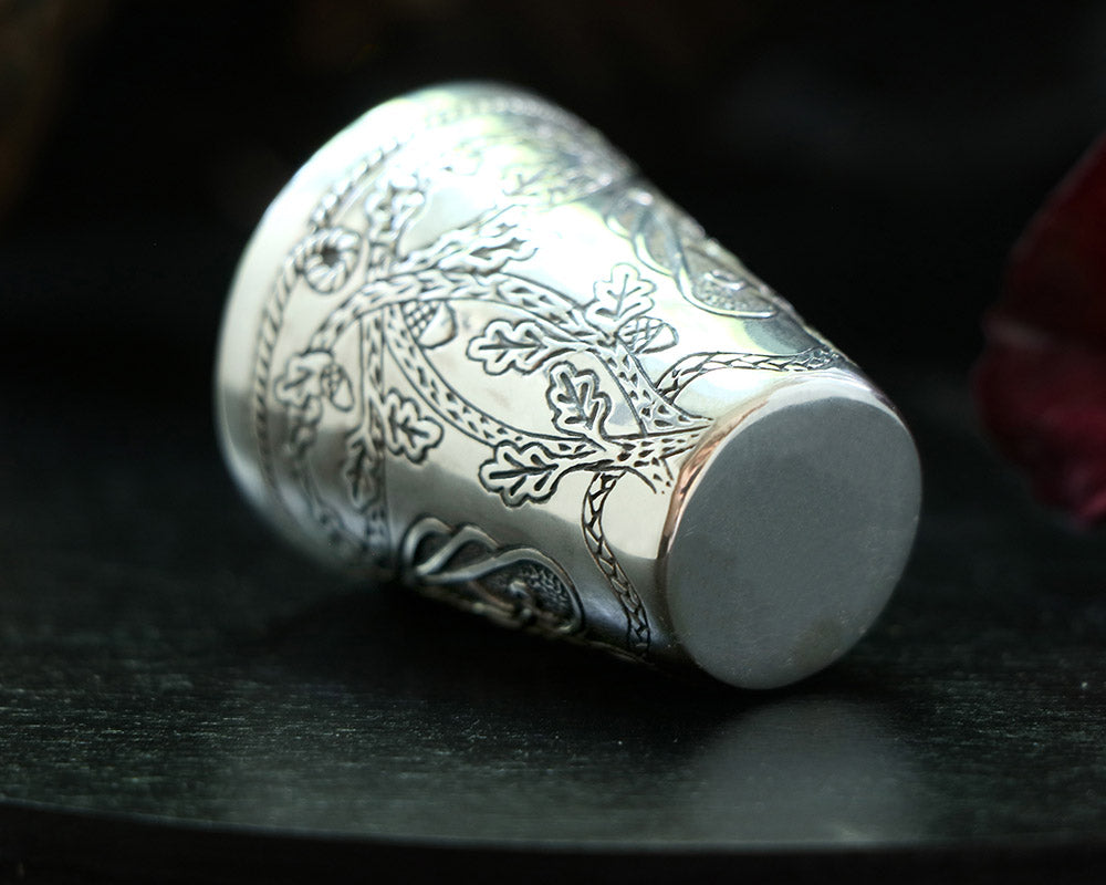Solid 925 Sterling Silver Cup with Oak ornament