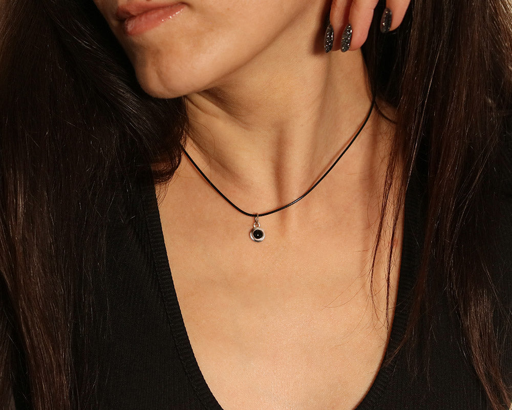 Mini Necklace with OBSIDIAN made of 925 Sterling Silver