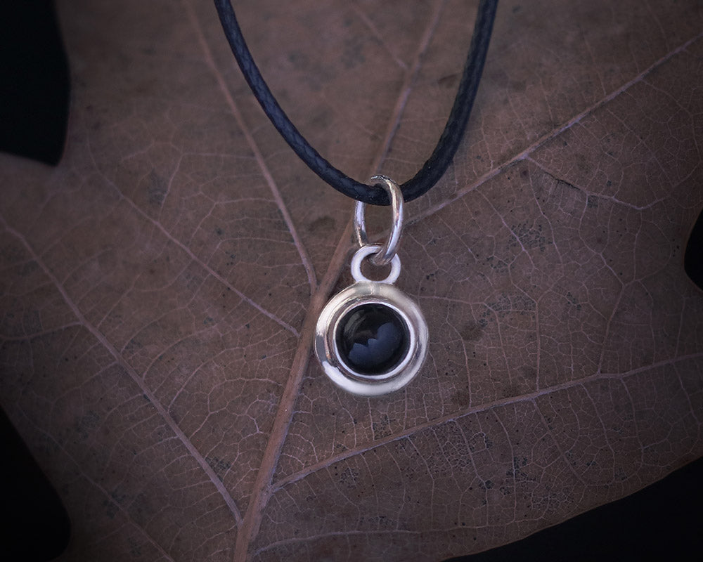 Mini Necklace with OBSIDIAN made of 925 Sterling Silver