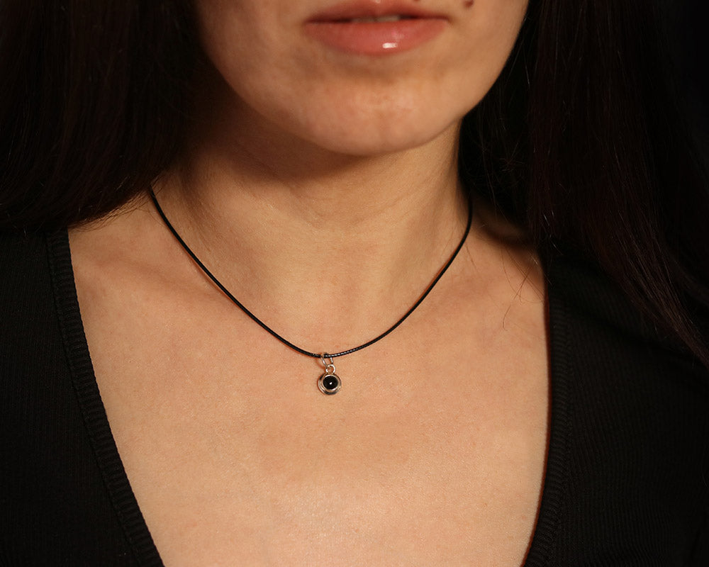 Mini Necklace with OBSIDIAN made of 925 Sterling Silver