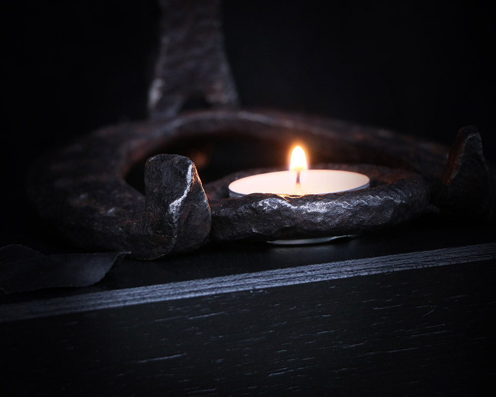 Algiz Rune - Candle holder for altar made with wrought iron
