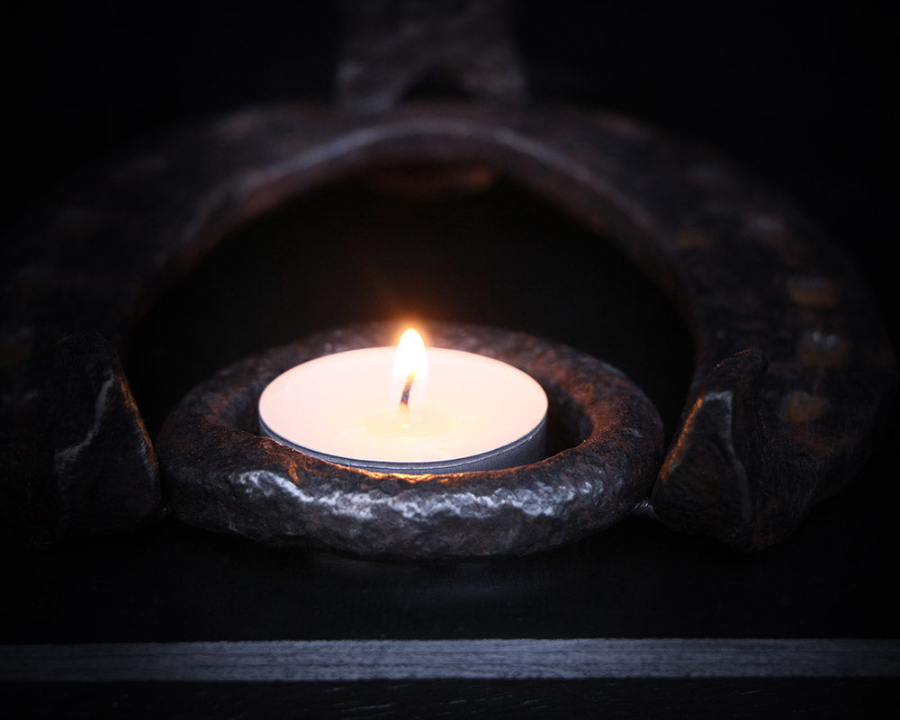 Algiz Rune - Candle holder for altar made with wrought iron