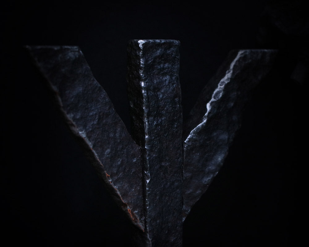 Algiz Rune - Candle holder for altar made with wrought iron