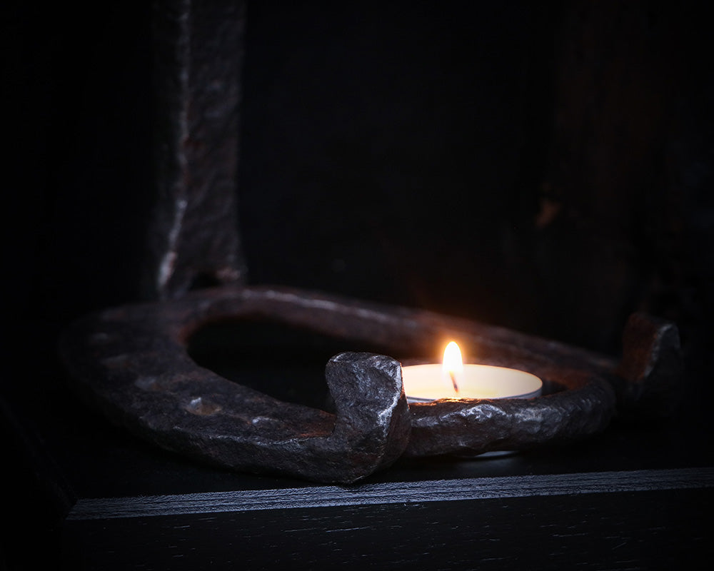 Algiz Rune - Candle holder for altar made with wrought iron