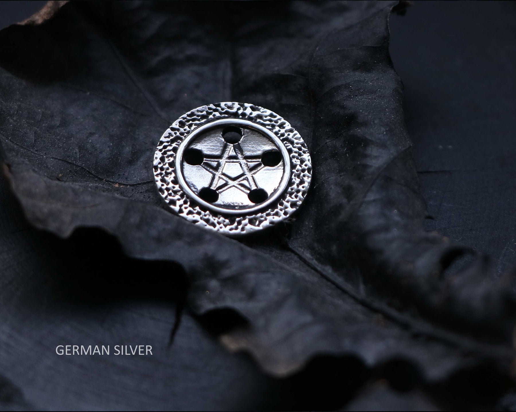 silver pentagram button