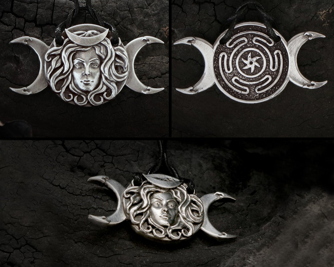 HECATE TRIPLE MOON Goddess Pendant