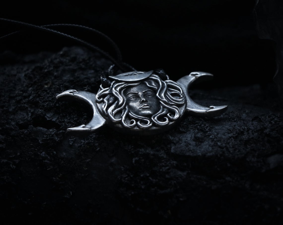 HECATE TRIPLE MOON Goddess Pendant