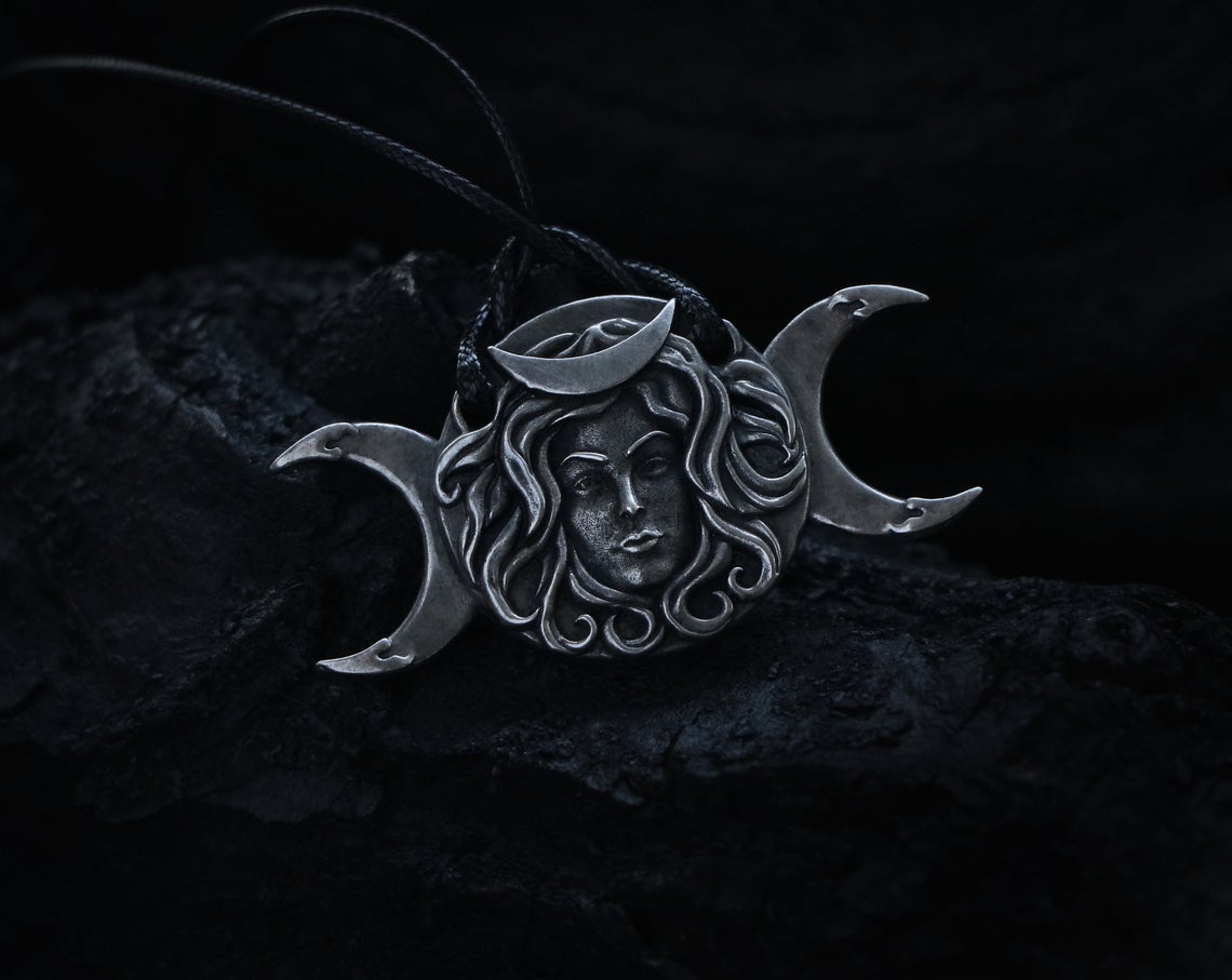 HECATE TRIPLE MOON Goddess Pendant