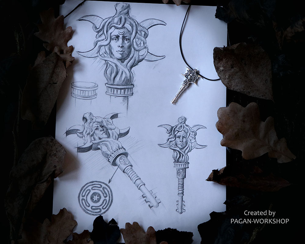 Hecate Key Necklace sketch