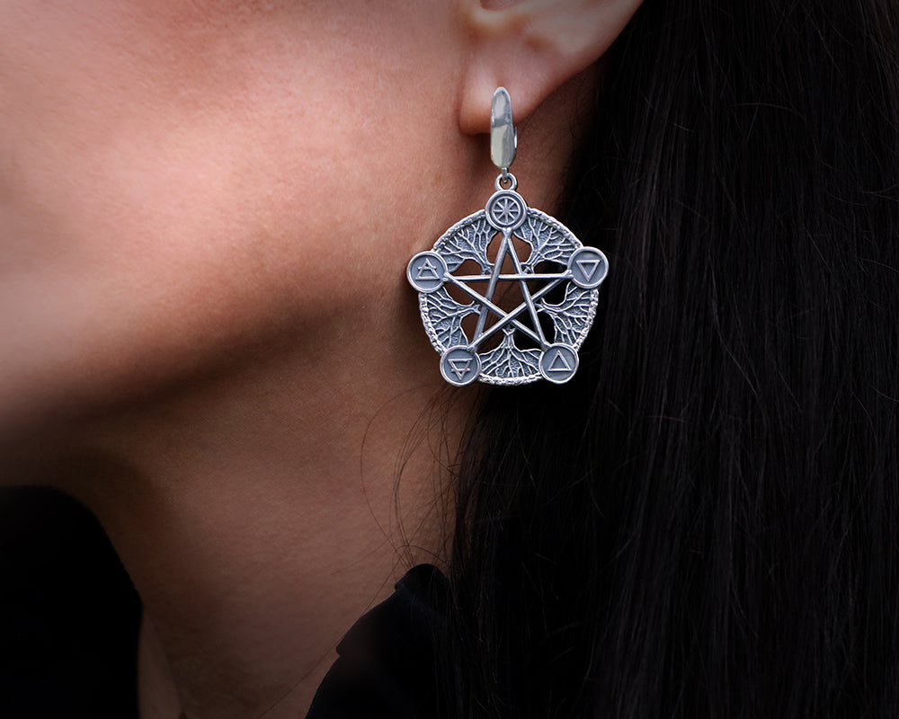 Silver Pentagram Earrings