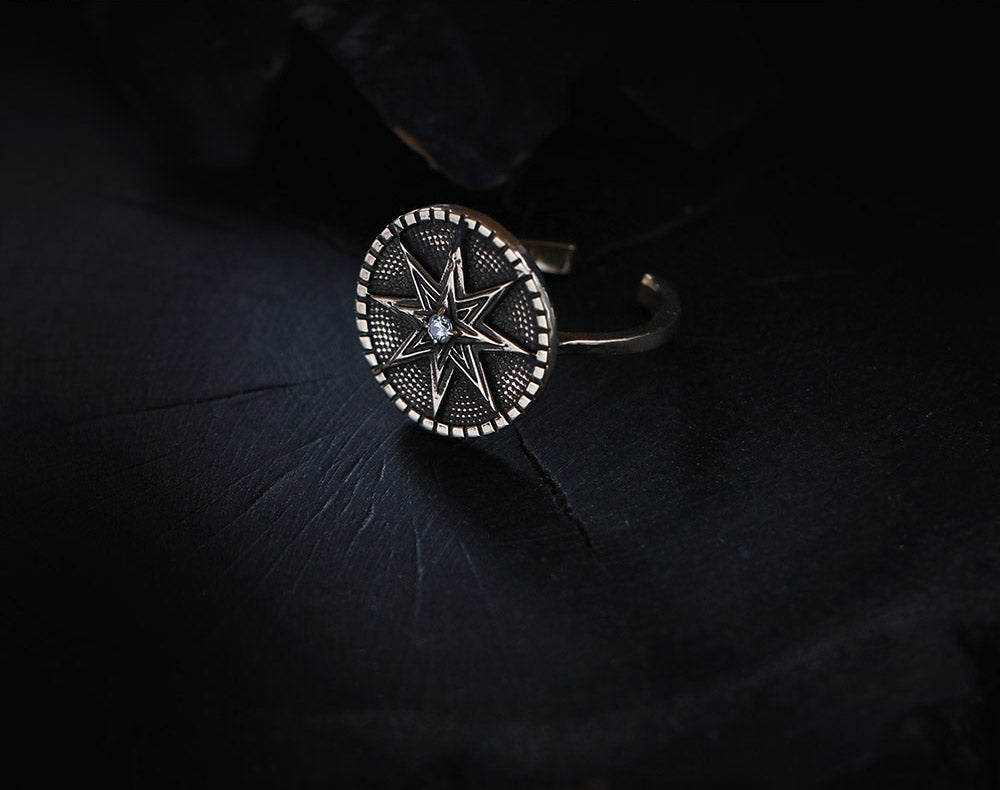 Bronze Ishtar Ring with Cubic Zirconia