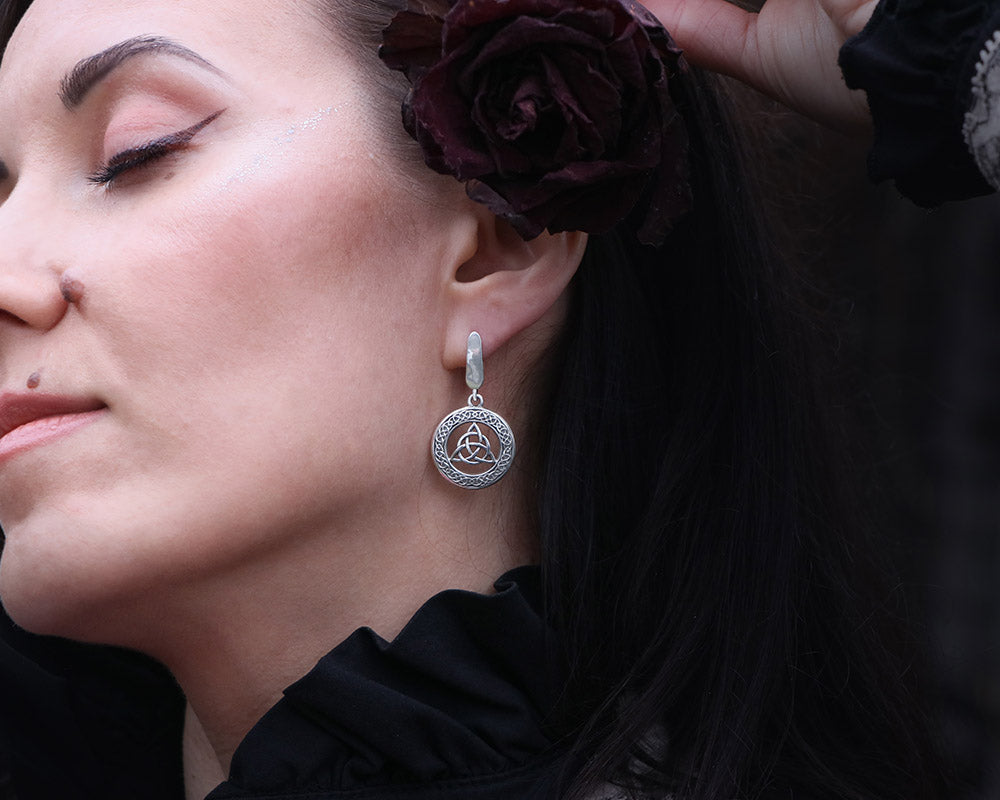 Silver celtic knot earrings