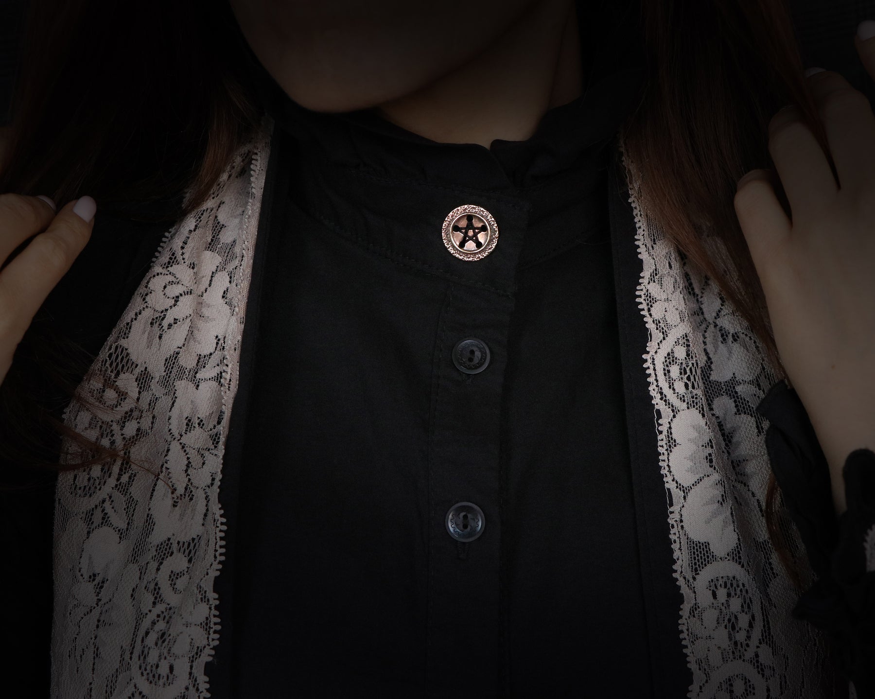 sewed pentagram button