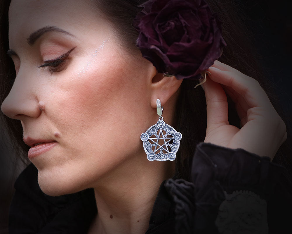 Silver Pentagram Earrings