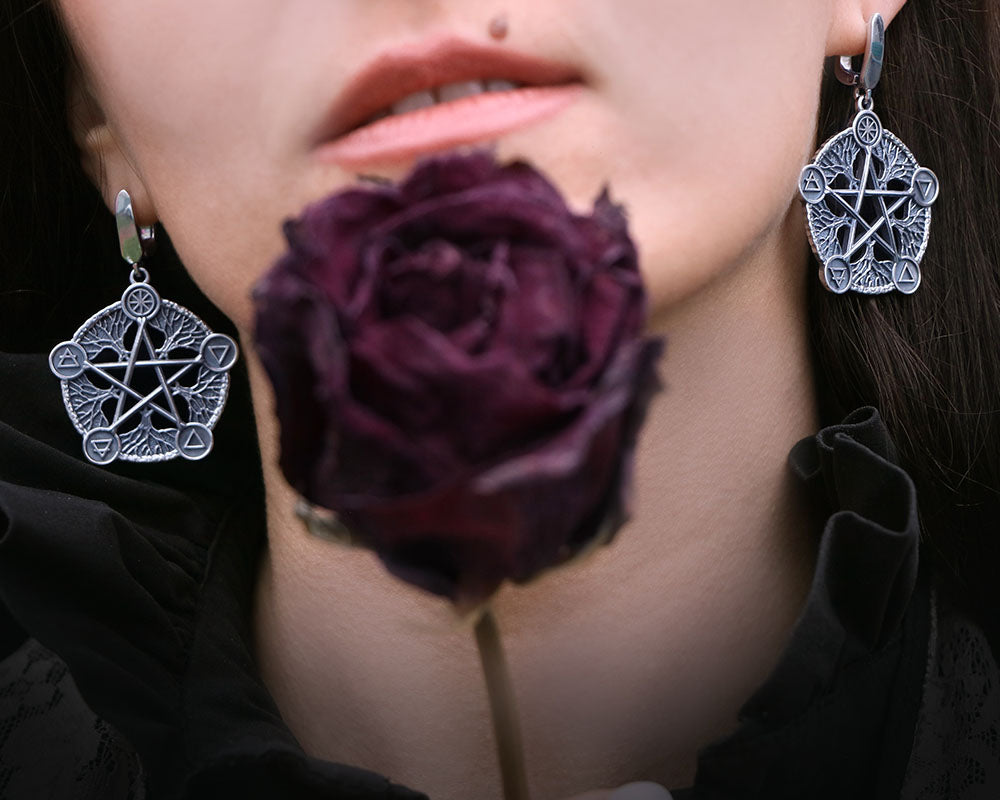 Silver Pentacle earrings