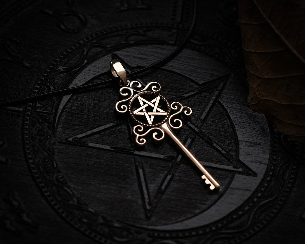 Bronze Hecate necklace key with pentagram