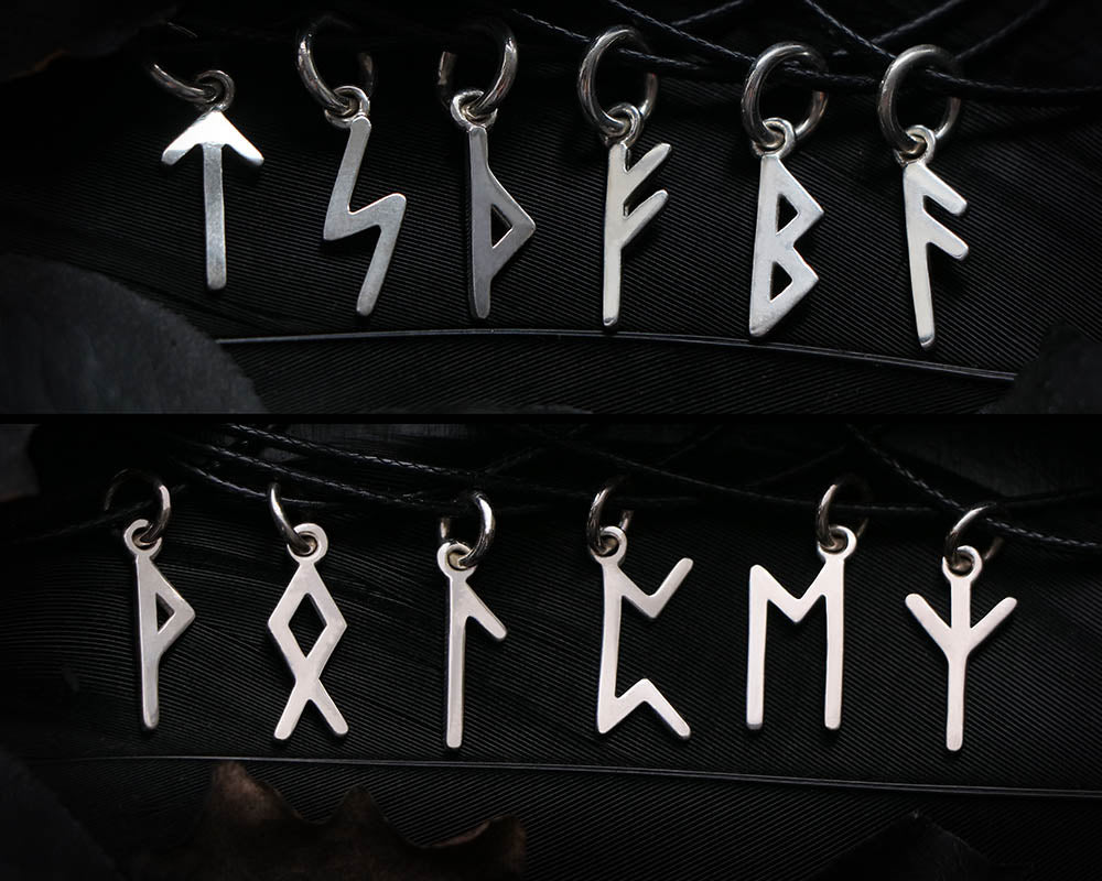 elder futhark silver runes pendant