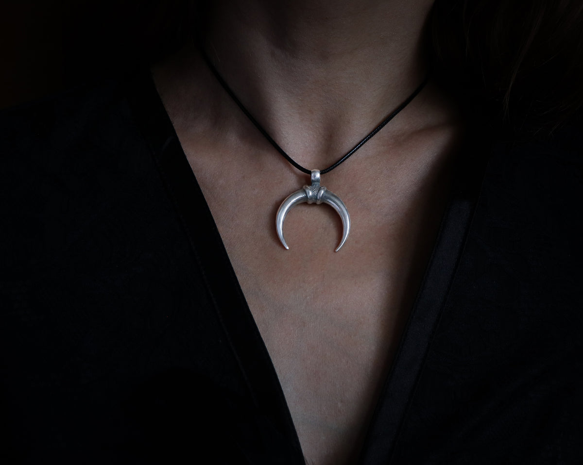 Mithras Tusk Crescent Moon Necklace