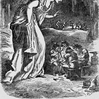 Freyja in the dwarfs' cave, public-domain illustration by Louis Huard