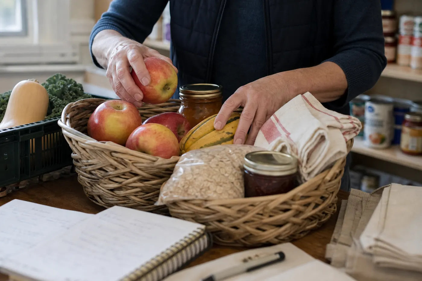 Autumn harvest food prepared for a grounded Mabon observance