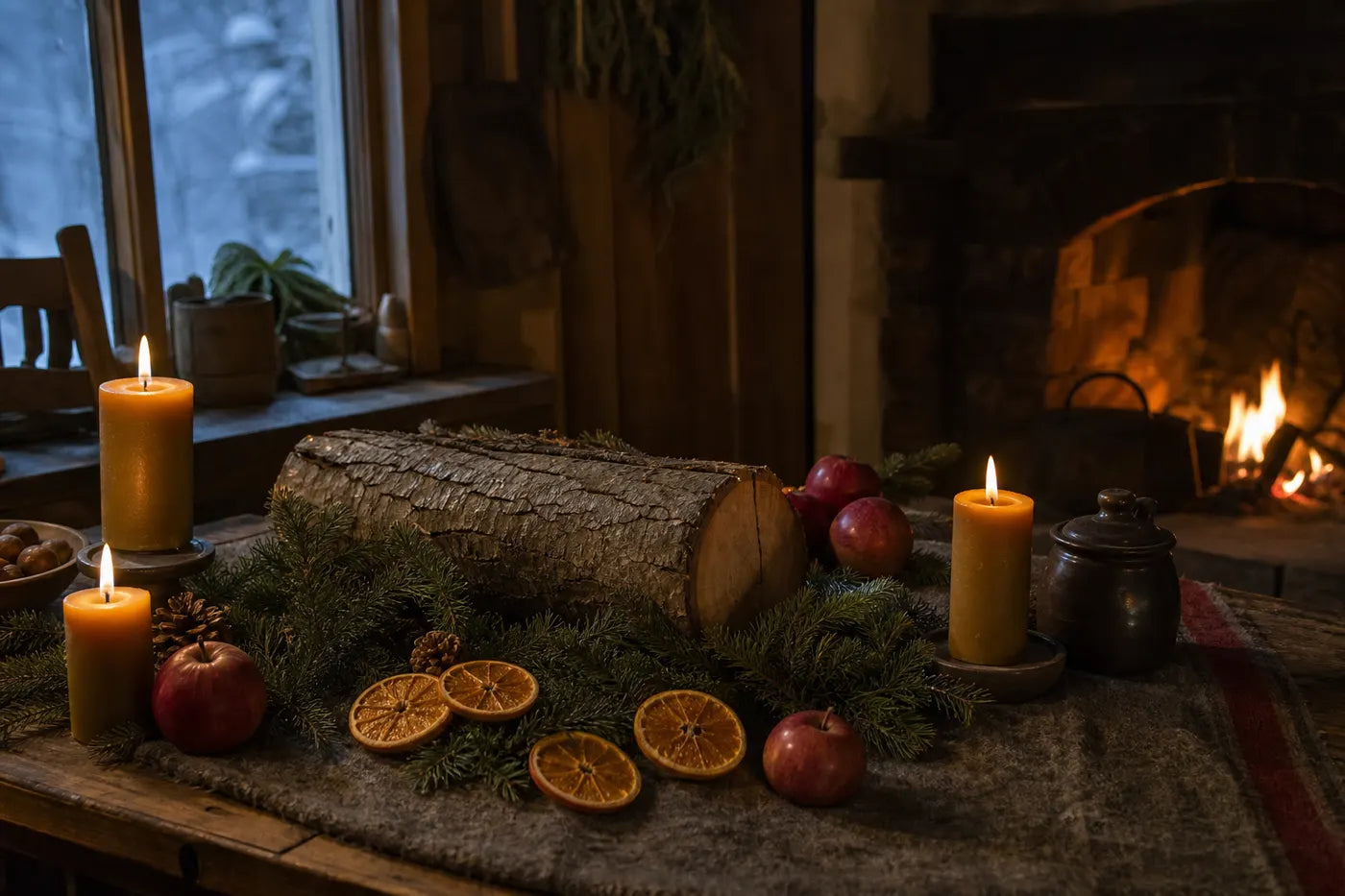 Safe candlelight and evergreens for a modern Yule observance