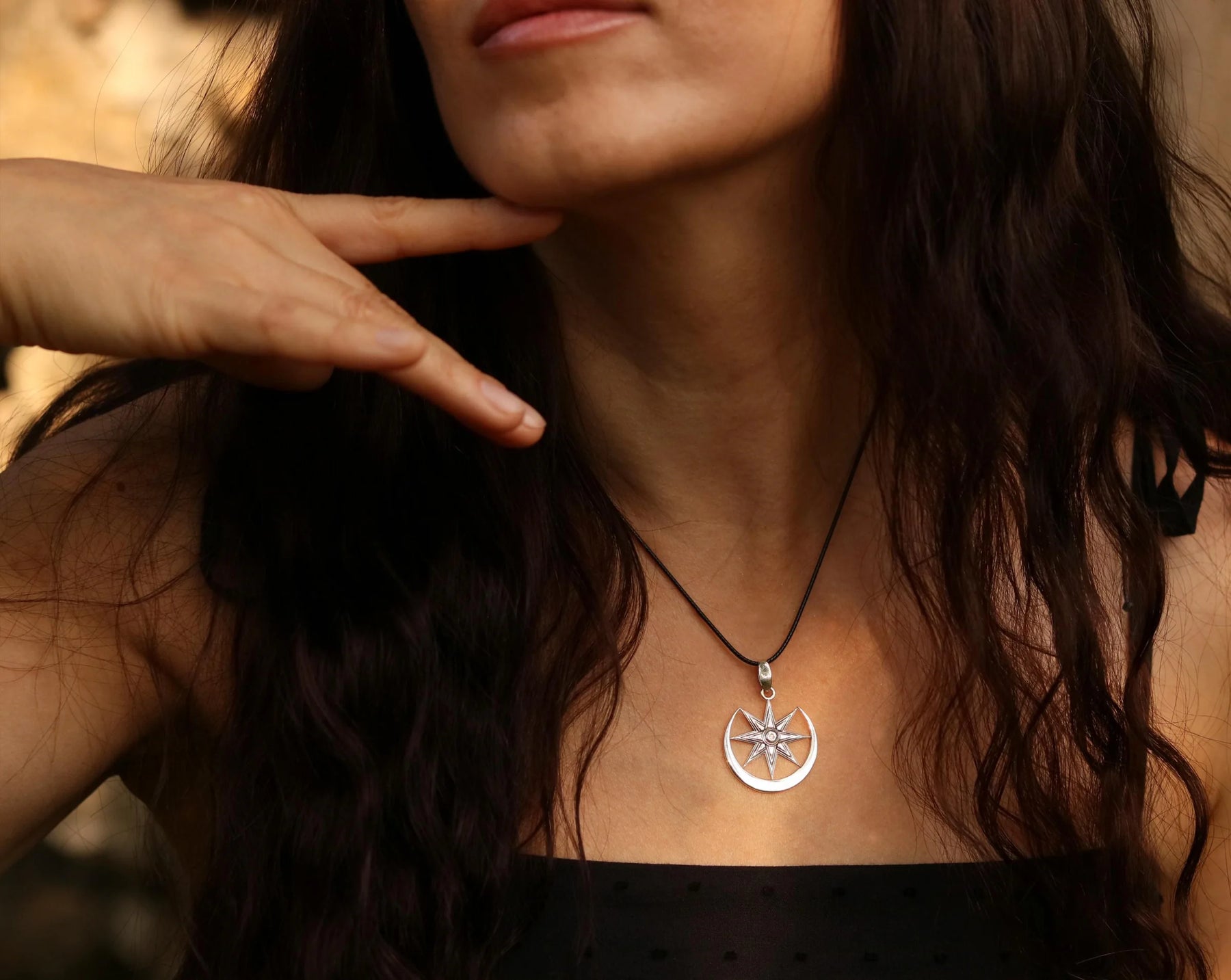 Mini Ishtar necklace in 925 sterling silver, front view