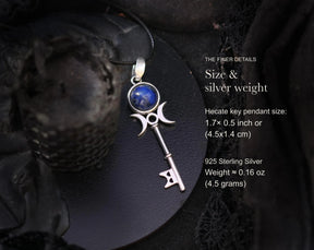 Sterling silver Hecate necklace on adjustable black cord