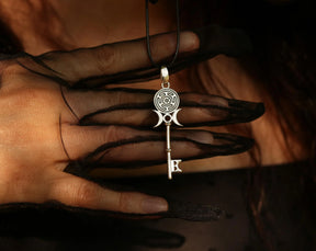 Lapis lazuli Hecate key pendant, detailed view