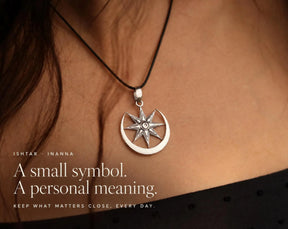 Mini Ishtar star pendant with crescent-shaped frame