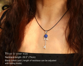 Handcrafted silver Hecate key pendant with natural stone