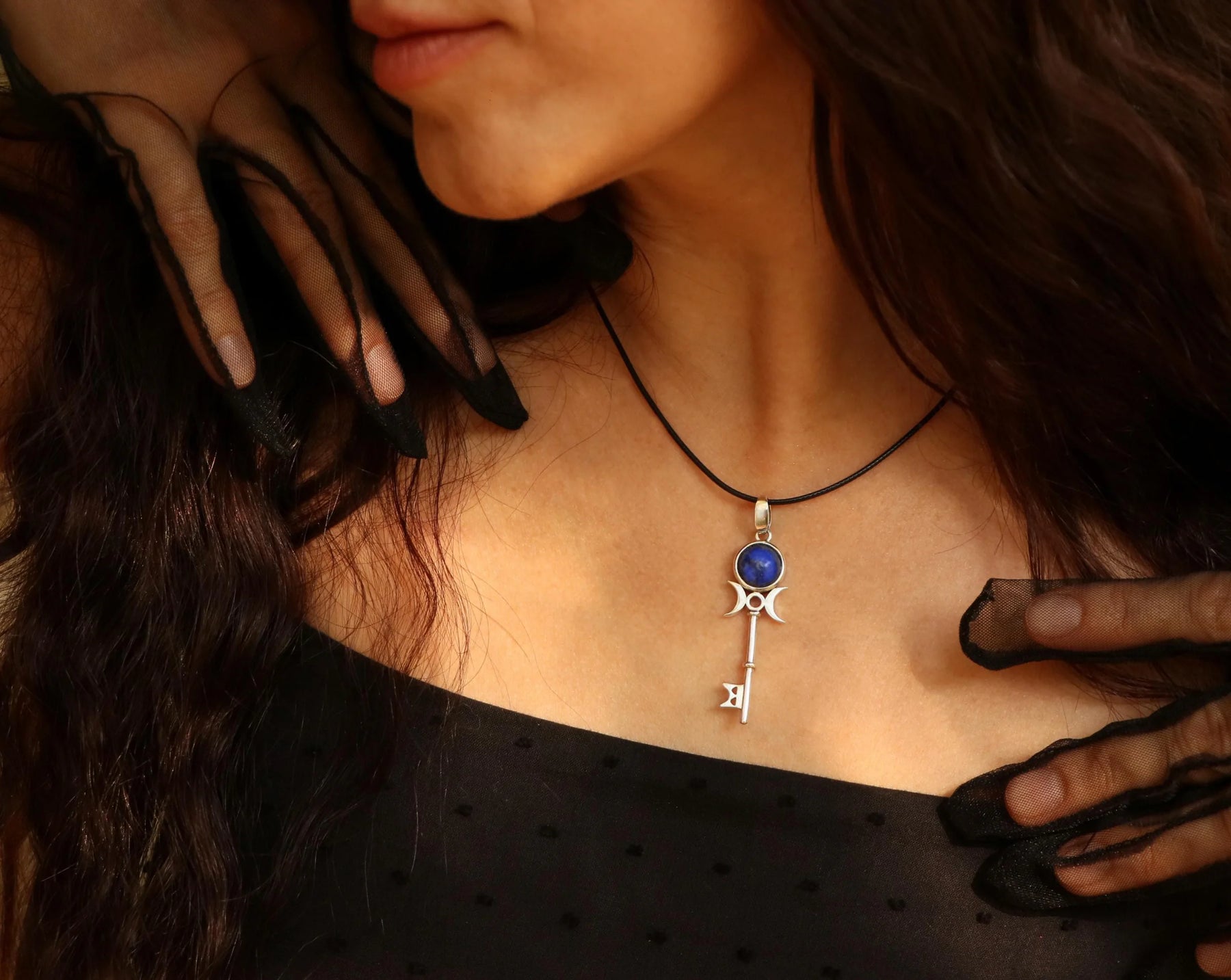 Hecate key necklace dimensions and scale