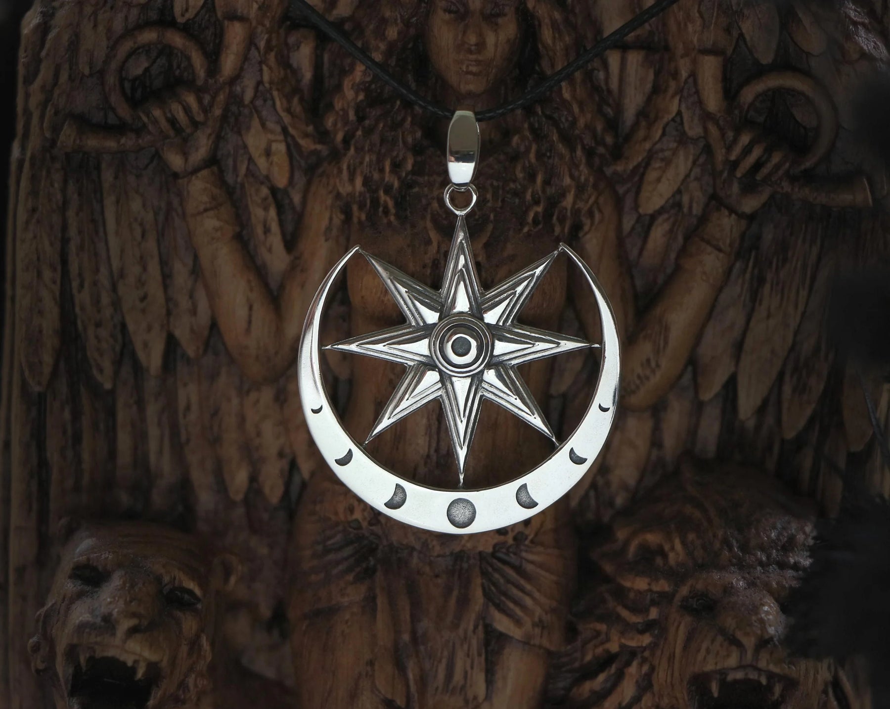 Mini and standard sterling silver Ishtar pendants