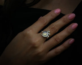 Mushroom Ring Sterling Silver with moonstone
