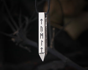 silver runes amulet necklace