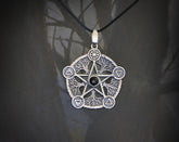 PENTAGRAM Necklace made of 925 Sterling Silver with natural Obsidian