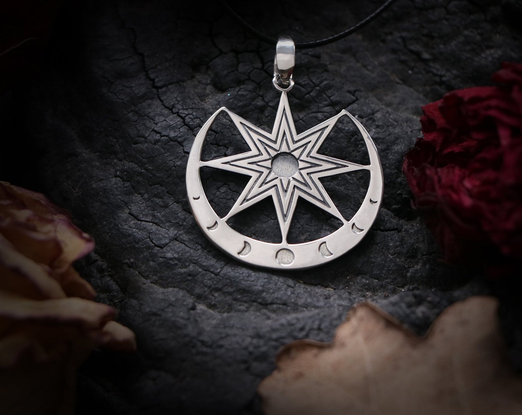 Star of Inanna Necklace / Ishtar Necklace with natural Obsidian