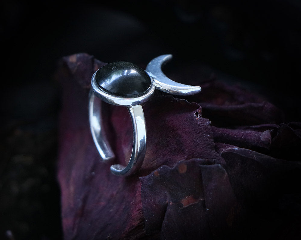 Crescent moon with Obsidian - Set