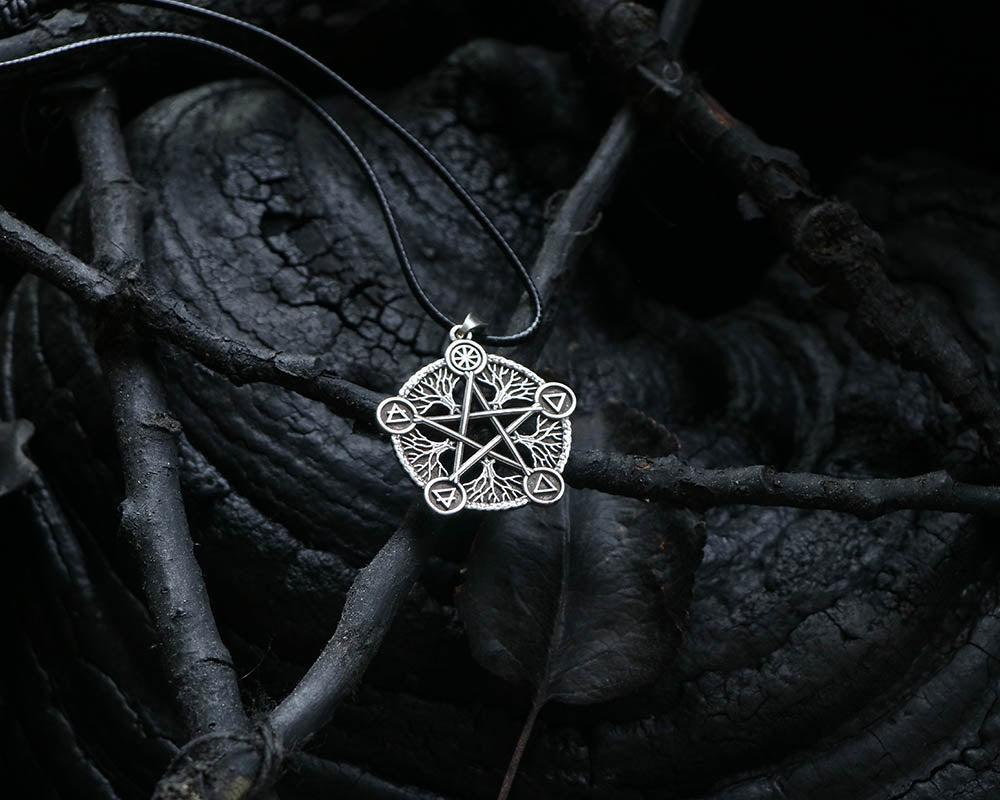 Swanwave Pentagram Necklace Sterling Silver Pentacle/Celtic Witches Knot  Amulet Pendant Pagan Wiccan Necklace for Women Men