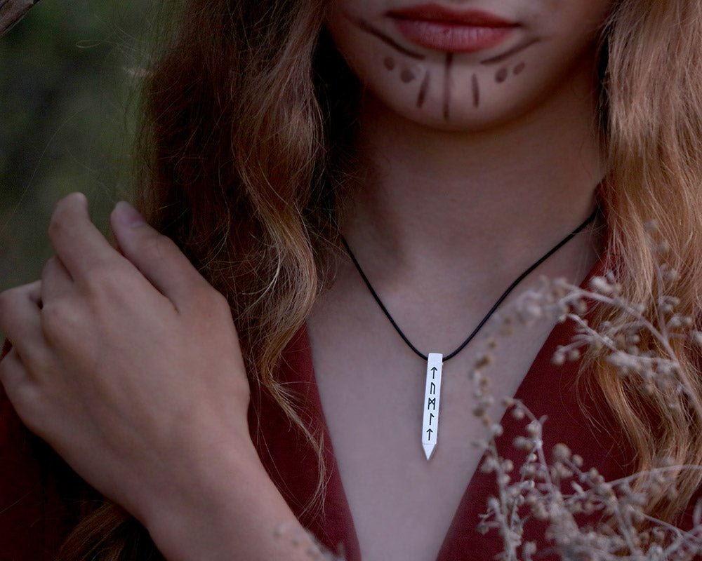 runes necklace made of sterling silver