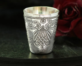 Solid 925 Sterling Silver Cup with Oak ornament