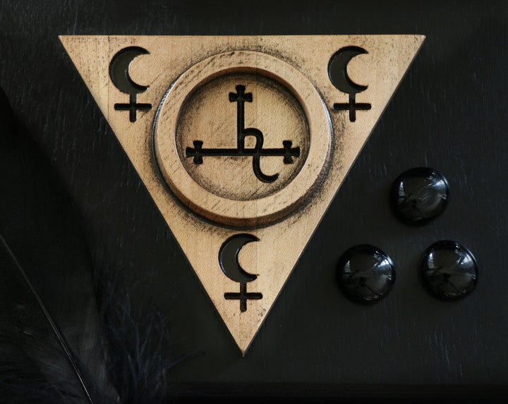 Lilith Sigil Ash-Wood Candle Holder