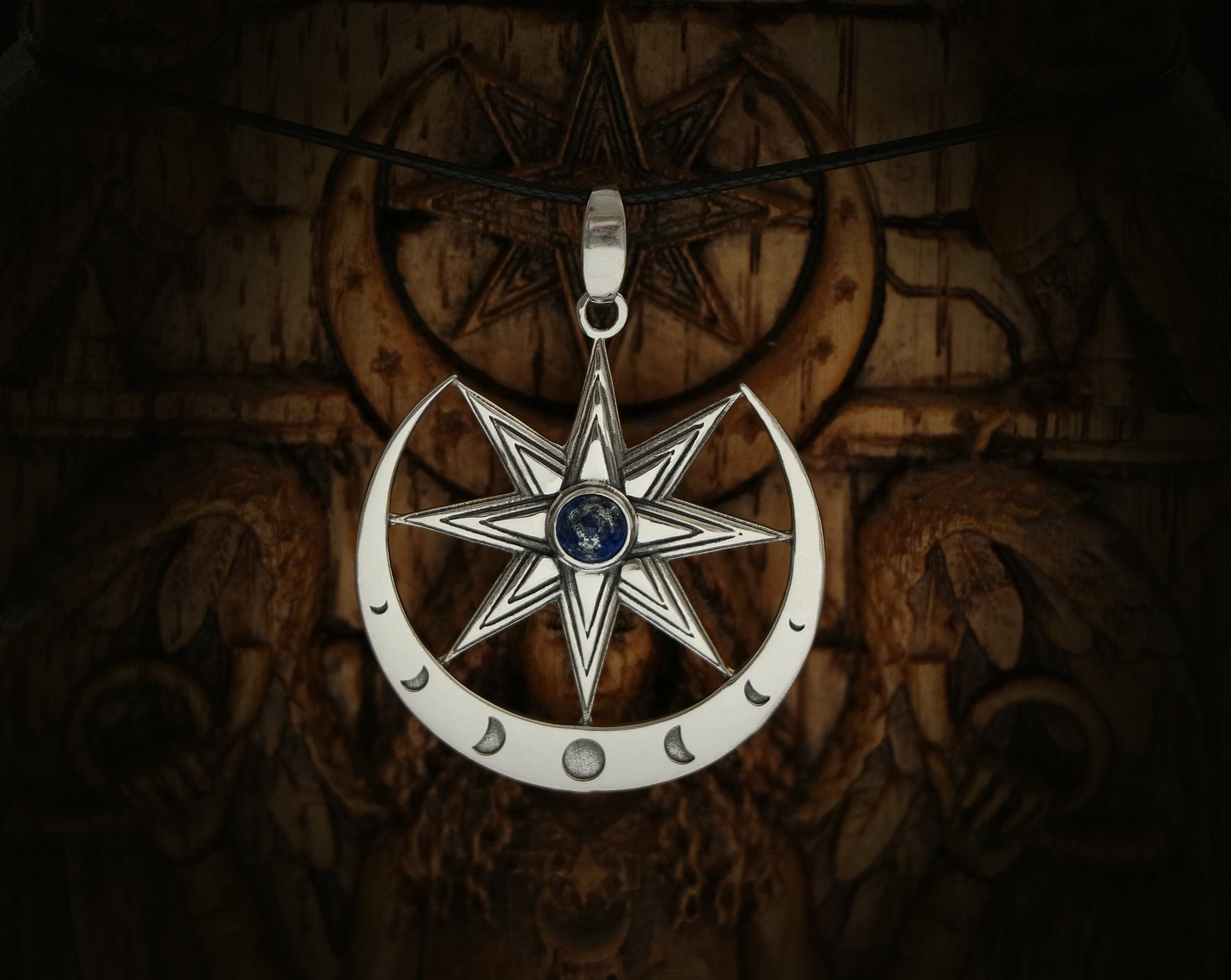 Star of Ishtar necklace with Lazuli made of Sterling Silver