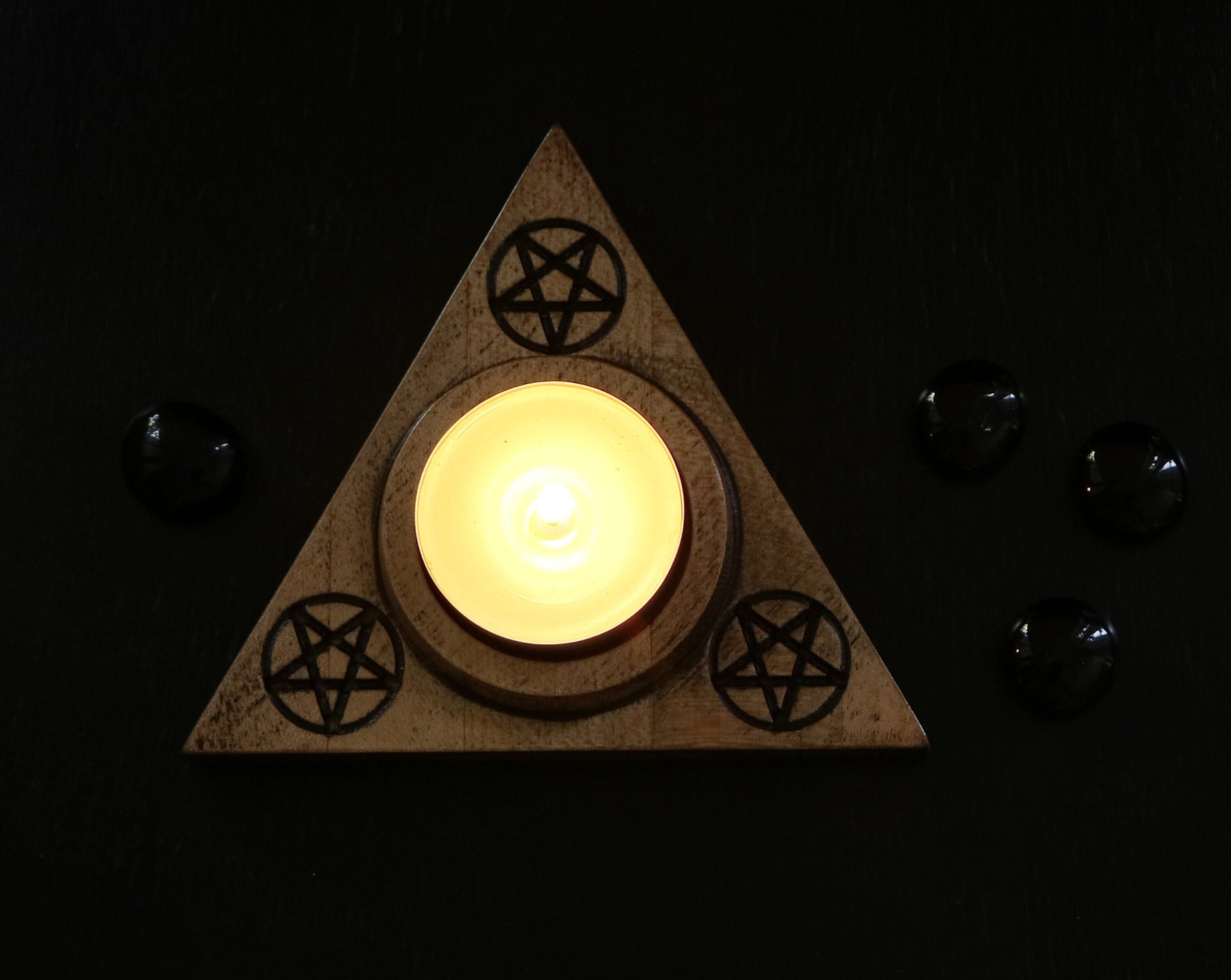 Candle holder for Lucifer altar made of wood