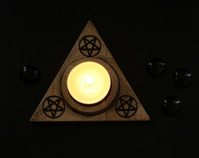 Candle holder for Lucifer altar made of wood