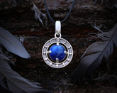 Moon phases necklace made of sterling silver with Lapis Lazuli